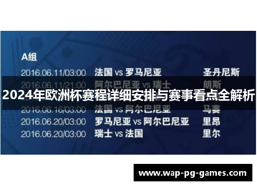 2024年欧洲杯赛程详细安排与赛事看点全解析